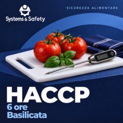Copertina Systems & Safety: HACCP 6 ore — Basilicata. Sfondo blu, logo bianco e immagine fotografica a tema.