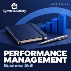 Copertina Systems & Safety: Performance Management — BUSINESS SKILL. Sfondo blu, logo bianco e immagine fotografica a tema.